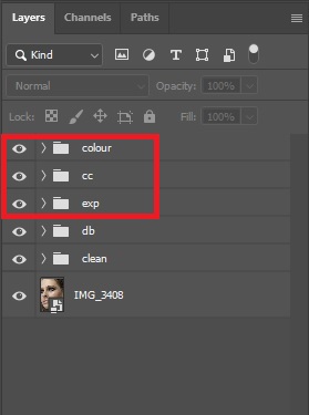 Adobe Photoshop exposure layer stack example
