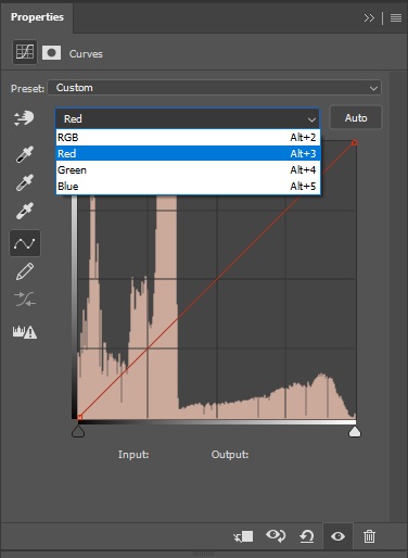 photoshop curves adjustment layer dialogue box colour channels